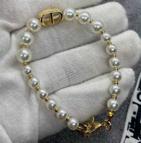 dior logo pearl bracelet|genuine christian dior bracelet.